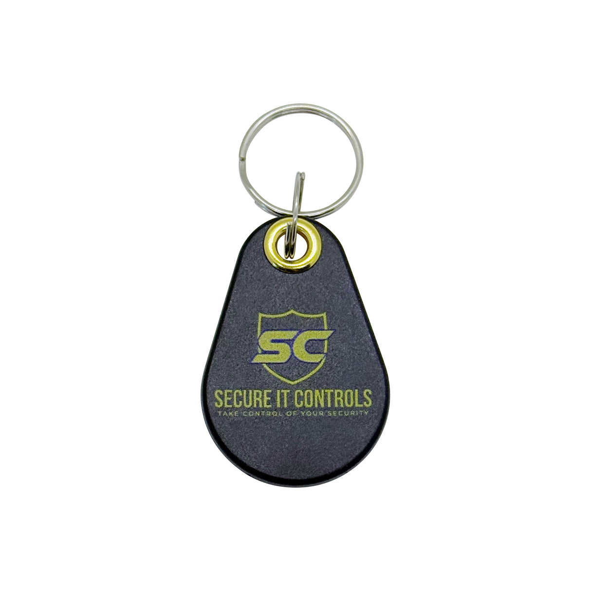 Front view of 37-bit S10401 AMAG PointGuard compatible proximity key fob with Secure It Controls logo