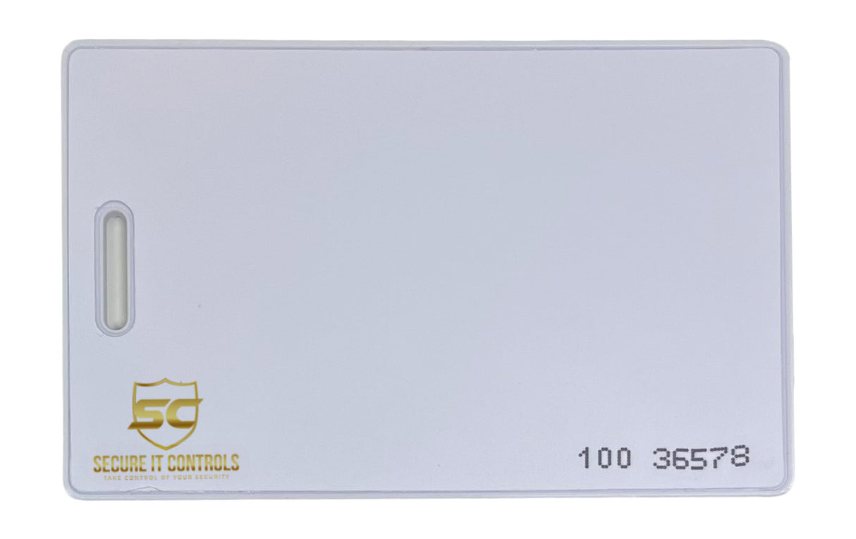 White Kantech ioProx XSF 26-bit clamshell RFID access card – compatible with P225XSF, P325XSF, and EntraPass systems.