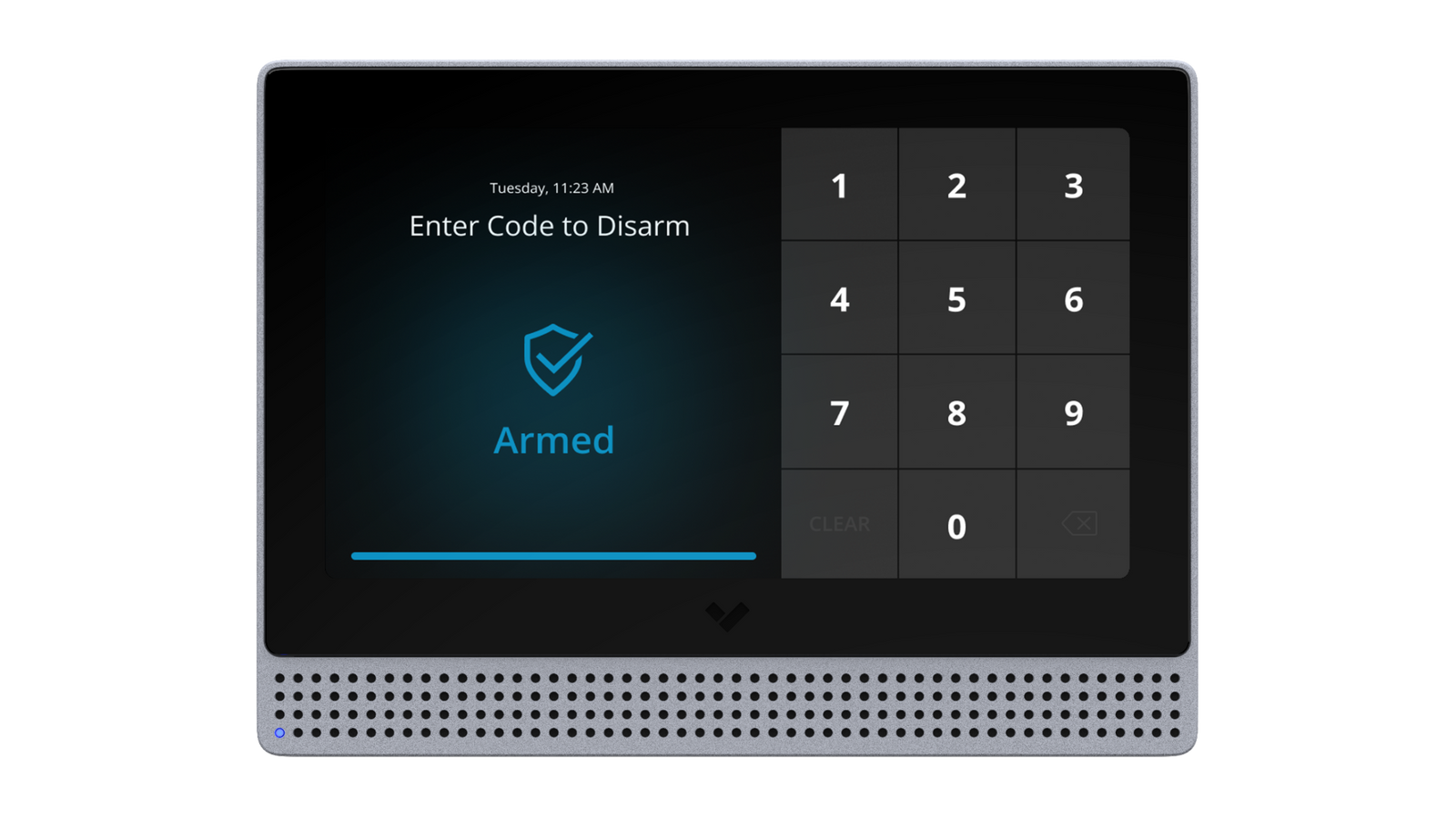 Verkada touchscreen alarm keypad used for AI-powered intrusion detection systems