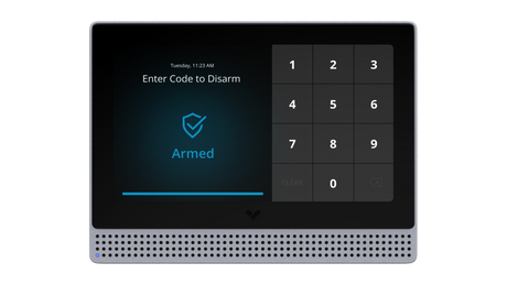Verkada touchscreen alarm keypad used for AI-powered intrusion detection systems