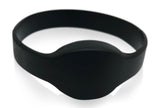 Front view of black waterproof Kantech XSF 26-bit silicone wristband credential compatible with ioProx readers P225XSF and P325XSF from Secure It Controls.